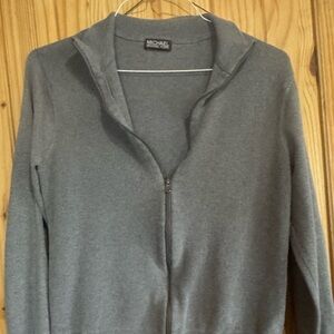 Michael Kors Charcoal Gray Zip Cardigan Sweater